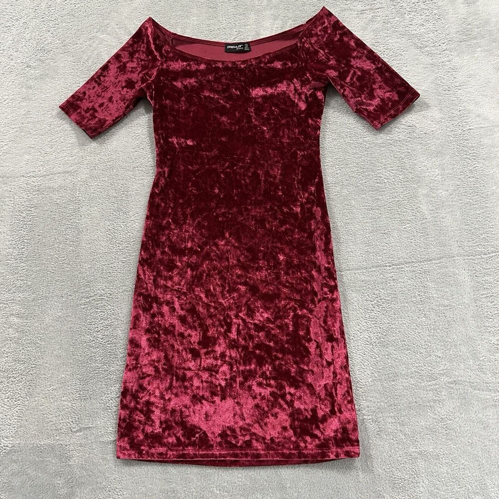 Popular Basics Velvet Dress Women Small Pink Tight Short Sleeves Off Shoulder
